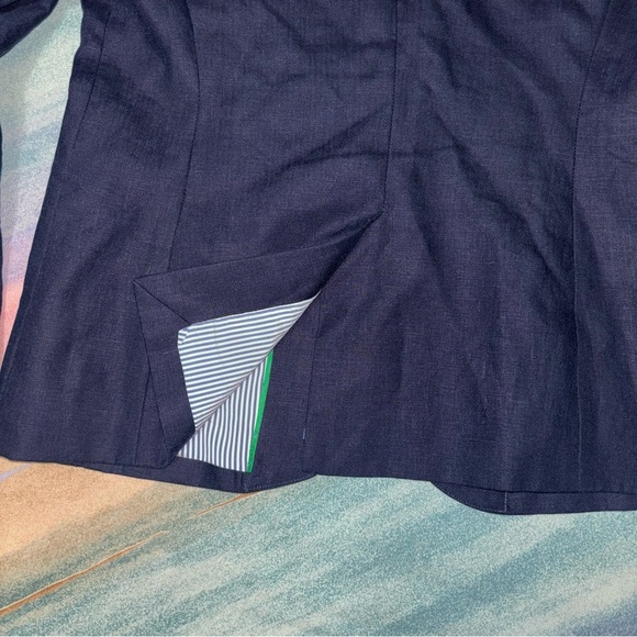 J. crew Campbell 100% linen navy button blazer women’s size 8 P - Picture 5 of 9